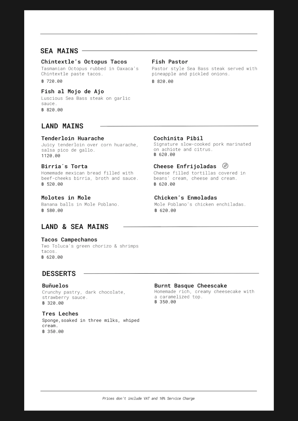 Dining Menu Page 2